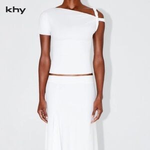 Khy Sleek Stretch Twisted Top white sz XL